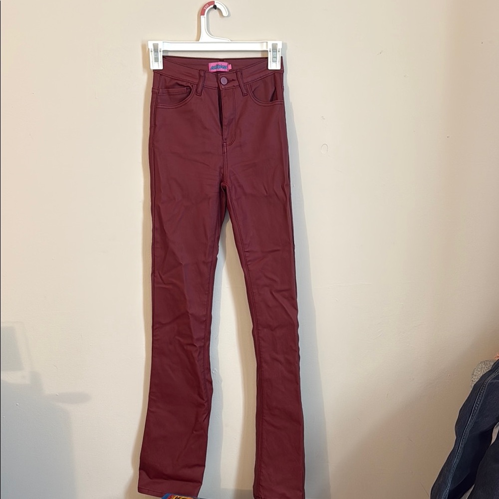 Edikted Red High Rise Jeans with Flared Style